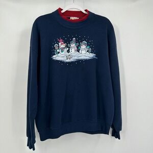 Women Vintage Morning Sun Snowman Sweatshirt Size XL Festive Holiday Snowman 90s